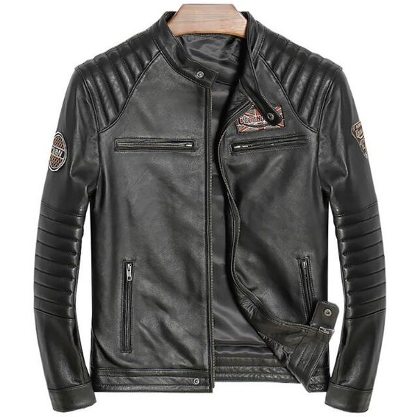 2018 men's genuine leather jacket men jackets and coats motorcycle pleated male autumn winter solid black color slim fit jackets
2018 men's genuine leather jacket men jackets and coats motorcycle pleated male autumn winter solid black color slim fit jackets