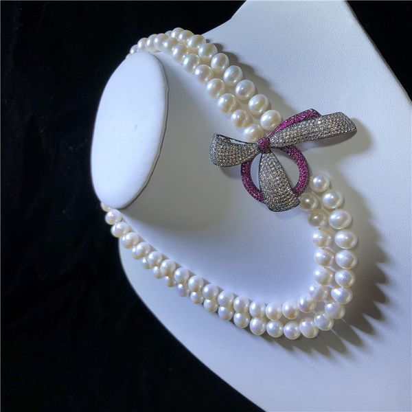 charming 2strands 8-9mm white freshwater pearl micro inlay zircon accessories necklace 43-45cm, Silver
charming 2strands 8-9mm white freshwater pearl micro inlay zircon accessories necklace 43-45cm, Silver
