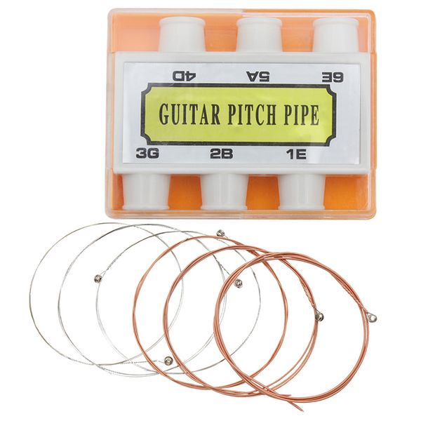 set of 6 tones notes pitch pipe and 6pcs replacement strings for acoustic guitar accessory
set of 6 tones notes pitch pipe and 6pcs replacement strings for acoustic guitar accessory