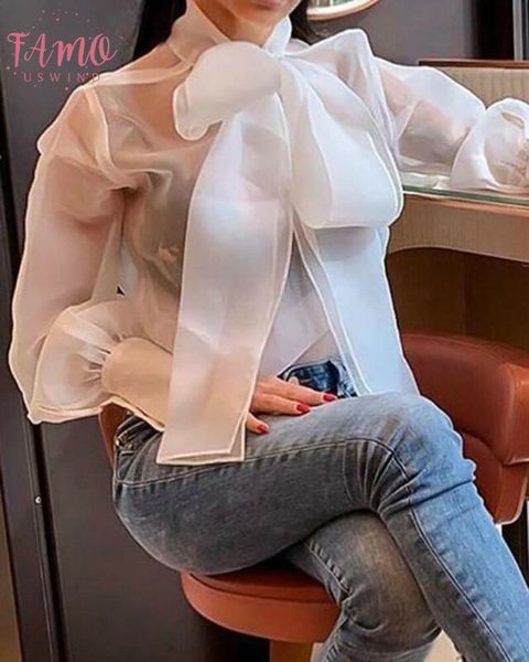 long sleeve new women see through sheer mesh dot blouse puff long sleeve shirt solid color organza shirt blouses loose sexy, White
long sleeve new women see through sheer mesh dot blouse puff long sleeve shirt solid color organza shirt blouses loose sexy, White