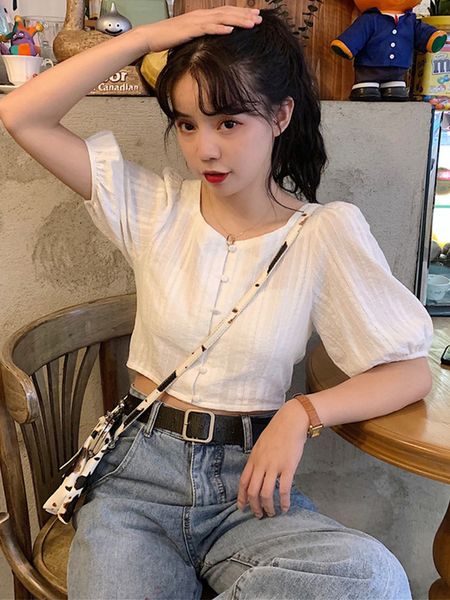 summer chic retro harbor wind bubble short sleeve square collar jacket design, White
summer chic retro harbor wind bubble short sleeve square collar jacket design, White
