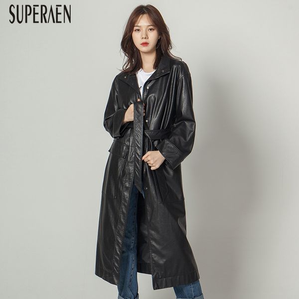 superaen 2019 autumn new leather trench coat for women solid color wild ladies windbreaker casual fashion women clothing, Tan;black
superaen 2019 autumn new leather trench coat for women solid color wild ladies windbreaker casual fashion women clothing, Tan;black