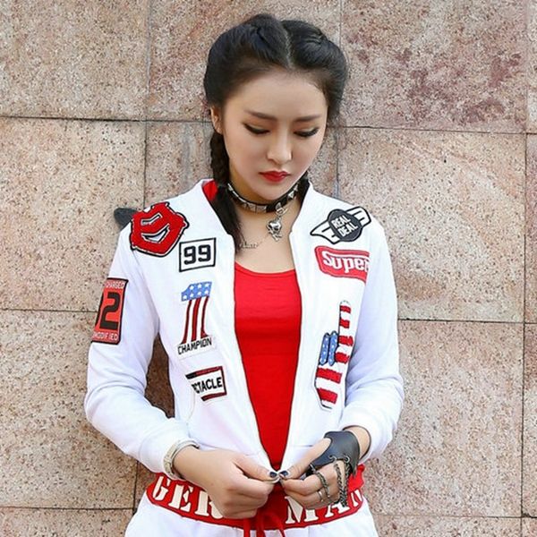 2017 new fashion hip hop women dance female jazz costume performance wear stage clothing white outwear jacket, Black;brown
2017 new fashion hip hop women dance female jazz costume performance wear stage clothing white outwear jacket, Black;brown