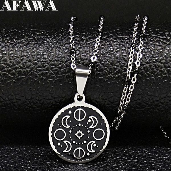 fashion lunar cycle moon phase stainless steel black enamel pendant necklace round galaxy necklace for women men jewelry n20025Â, Silver
fashion lunar cycle moon phase stainless steel black enamel pendant necklace round galaxy necklace for women men jewelry n20025Â, Silver