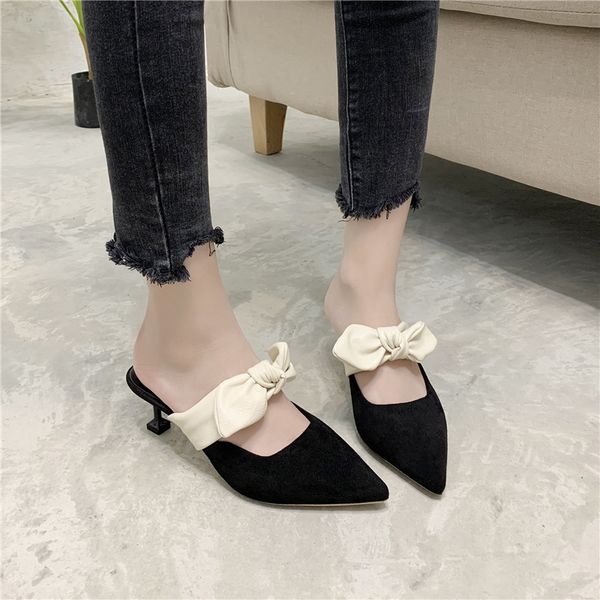 2020summer new european and american square heel thin heeled women's sandals high heel pointed toe slippers shoes, Black
2020summer new european and american square heel thin heeled women's sandals high heel pointed toe slippers shoes, Black