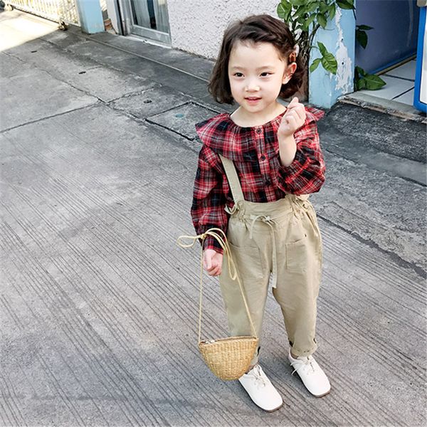 2pcs wlg girls clothing set kids spring autumn plaid shirt and khaki overall set baby casual clothes, White
2pcs wlg girls clothing set kids spring autumn plaid shirt and khaki overall set baby casual clothes, White
