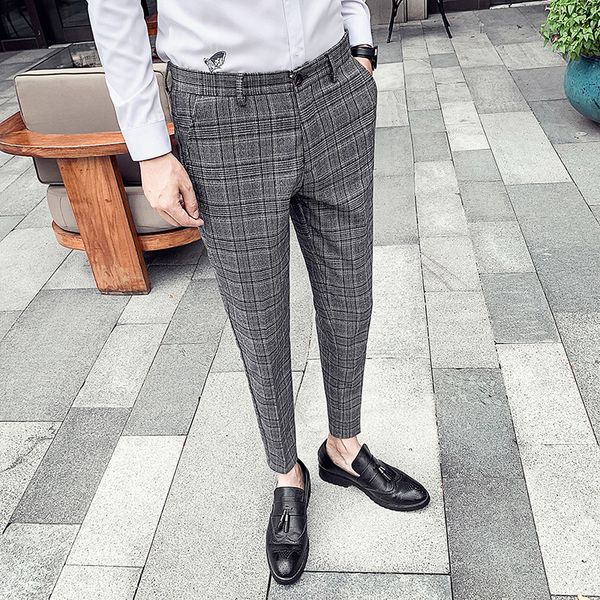 men dress pant plaid business casual slim fit ankle length pantalon a carreau homme classic vintage check suit trousers wedding, White;black
men dress pant plaid business casual slim fit ankle length pantalon a carreau homme classic vintage check suit trousers wedding, White;black