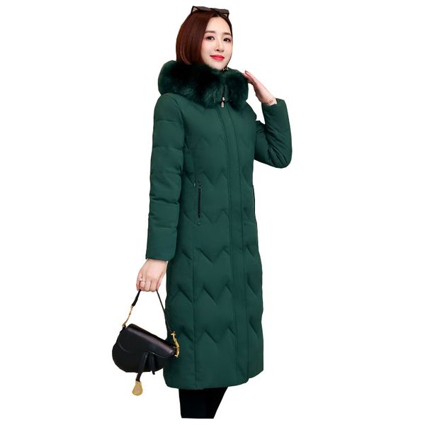 fur coat hooded winter down coat warm jacket plus size long slim women cotton padded wadded parkas female jacket, Black 
fur coat hooded winter down coat warm jacket plus size long slim women cotton padded wadded parkas female jacket, Black