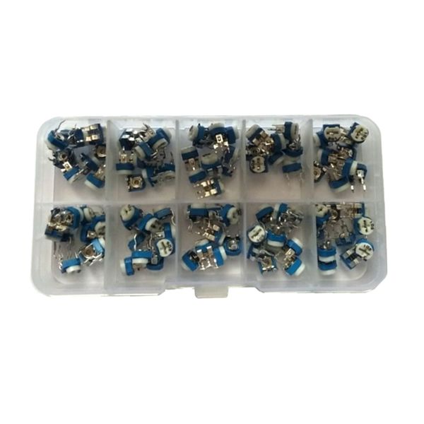 100 pieces 10 kinds variable resistors potentiometer assortment kit with box 
100 pieces 10 kinds variable resistors potentiometer assortment kit with box