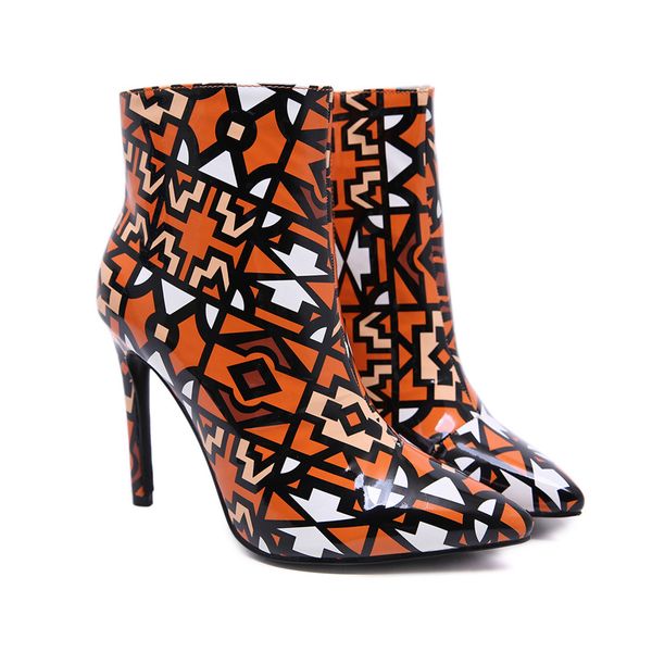 women's closed pointed toe stiletto heel ankle bootie classic graffiti thin high heel winter boots size 35-42, Black
women's closed pointed toe stiletto heel ankle bootie classic graffiti thin high heel winter boots size 35-42, Black