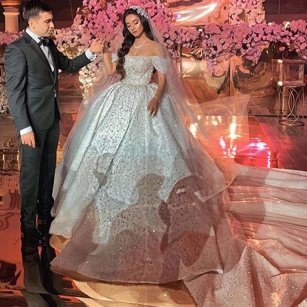 bling bling luxury ball gown wedding dresses full beading off shouldre bridal gowns sparkly sequins sweep train wedding vestidos de novia, White
bling bling luxury ball gown wedding dresses full beading off shouldre bridal gowns sparkly sequins sweep train wedding vestidos de novia, White