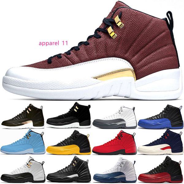 12 men basketball shoes 12s stock dark grey reverse taxi fiba game ball mens trainers sports sneaker