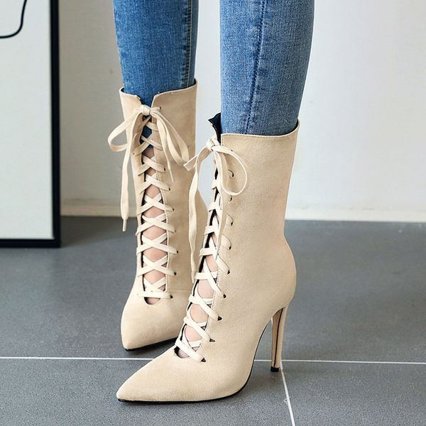 women lace up boots high heels boots female fashion pure color pointed toe lace-up thin heels vintage women boots#g3, Black
women lace up boots high heels boots female fashion pure color pointed toe lace-up thin heels vintage women boots#g3, Black