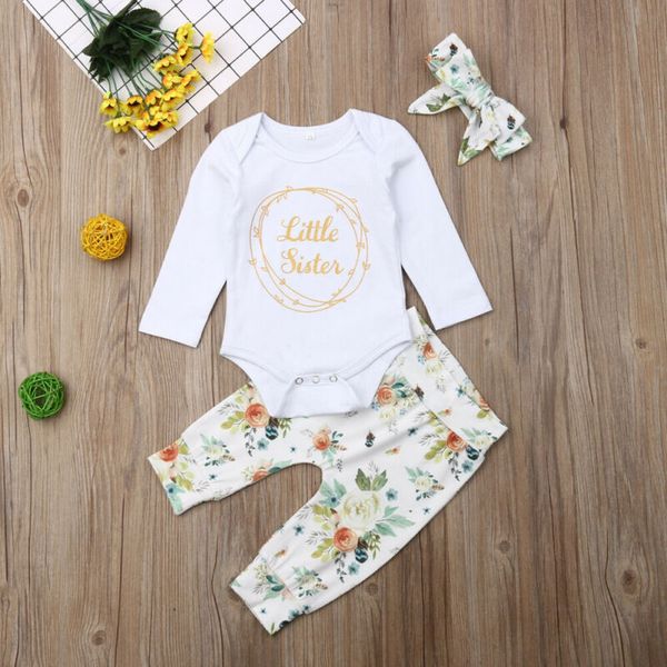 newborn baby girl little sister romper flower pants 3pcs outfits clothes, White
newborn baby girl little sister romper flower pants 3pcs outfits clothes, White