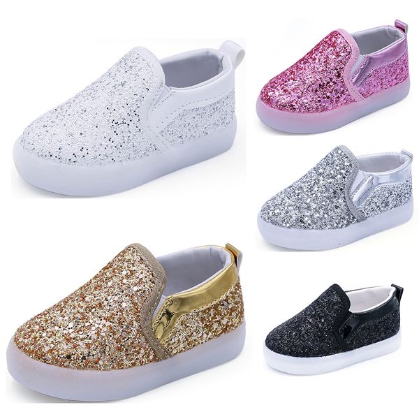 sale kids shoes running shoes black gold silver white boys girls cute athletic sport sneaker size 21-30, White;red