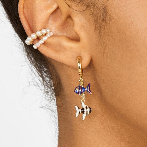 leaderbeads 2019 korean girl's cute double layer stripe fish hoop earrings women's unique long dangle animal earrings jewelry, Golden;silver
leaderbeads 2019 korean girl's cute double layer stripe fish hoop earrings women's unique long dangle animal earrings jewelry, Golden;silver