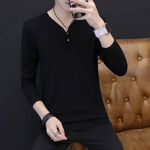 autumn winter men's cotton sweater fashion v-neck solid color long-sleeved sweater, White;black
autumn winter men's cotton sweater fashion v-neck solid color long-sleeved sweater, White;black