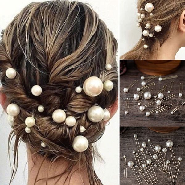 18pcs sweet big small pearl hair stick set u shape pearl hair clip lady/girl hairpin wedding bride headdress accessories, Golden;white 
18pcs sweet big small pearl hair stick set u shape pearl hair clip lady/girl hairpin wedding bride headdress accessories, Golden;white
