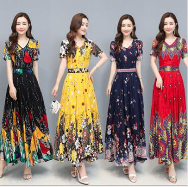 wholesale fashion summer women's new slim dress round neck short sleeve temperament bohemian swing skirt silk, Black;gray
wholesale fashion summer women's new slim dress round neck short sleeve temperament bohemian swing skirt silk, Black;gray