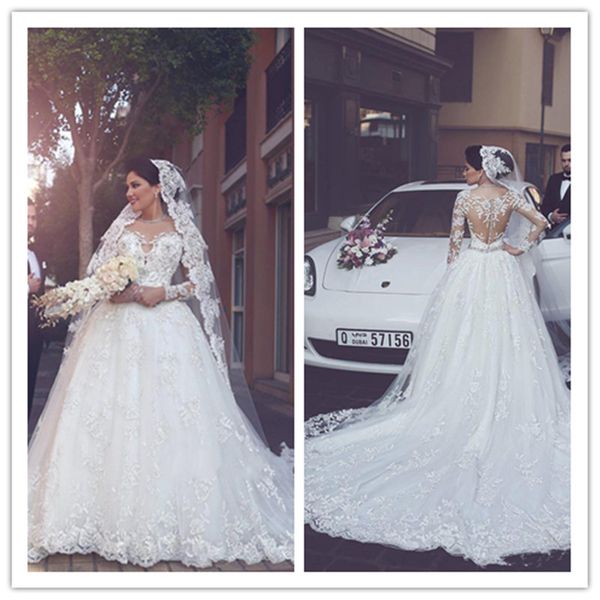 2019 long sleeve tulle arabic a line wedding dresses new fashion appliques bridal dresses button back bridal wedding gowns robe de mariage, White
2019 long sleeve tulle arabic a line wedding dresses new fashion appliques bridal dresses button back bridal wedding gowns robe de mariage, White