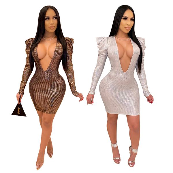 y8157 explosion models european and american women's nightclubs tight deep v sequin dress, Black;gray
y8157 explosion models european and american women's nightclubs tight deep v sequin dress, Black;gray