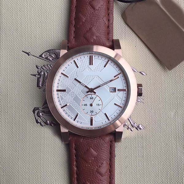 men wristwatch 42mm british style quartz chronograph date mens watch watches gold case white dial with brown leather band, Slivery;brown
men wristwatch 42mm british style quartz chronograph date mens watch watches gold case white dial with brown leather band, Slivery;brown