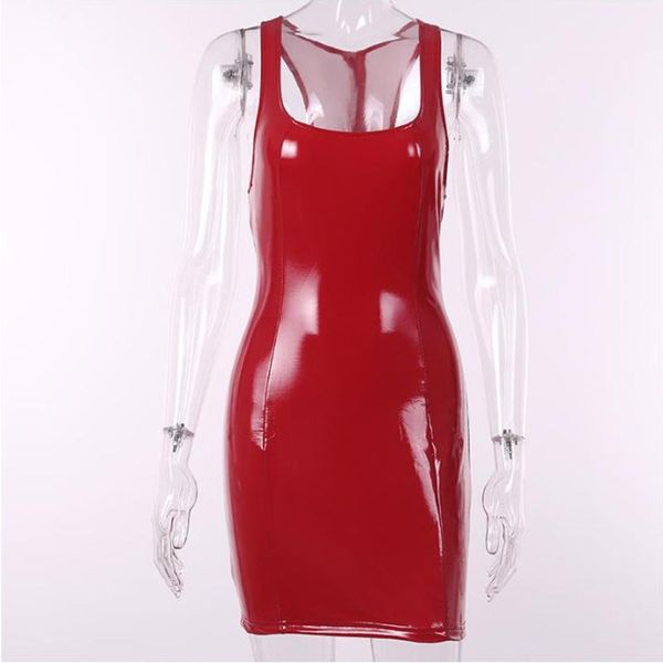 women pu leather mini dress bodycon high waist tank sleeveless slim fit dress club party pencil dresses female vestidos, Black;gray
women pu leather mini dress bodycon high waist tank sleeveless slim fit dress club party pencil dresses female vestidos, Black;gray