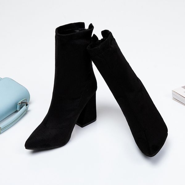 2018 winter new line pointed high-heeled ankle boots women's fashion simple and comfortable shallow mouth short boots k112, Black
2018 winter new line pointed high-heeled ankle boots women's fashion simple and comfortable shallow mouth short boots k112, Black