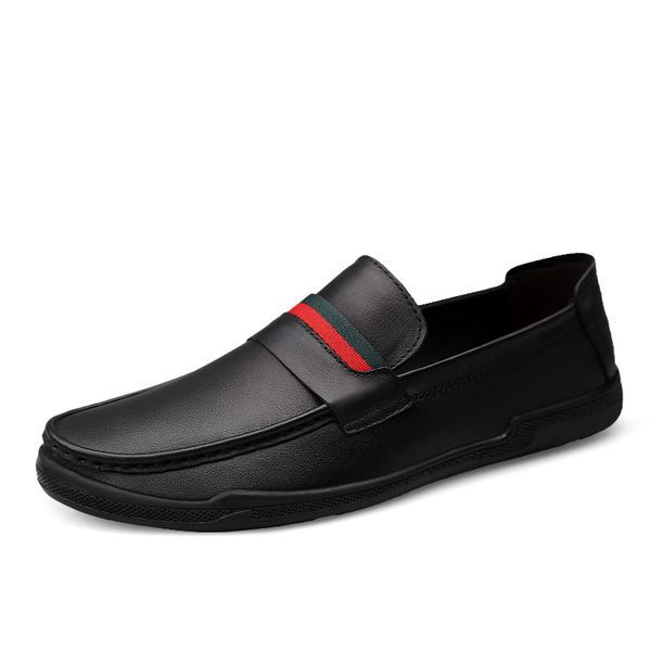 men's cow leather shoes mens slip on casual moccasins genuine leather business loafers, Black
men's cow leather shoes mens slip on casual moccasins genuine leather business loafers, Black