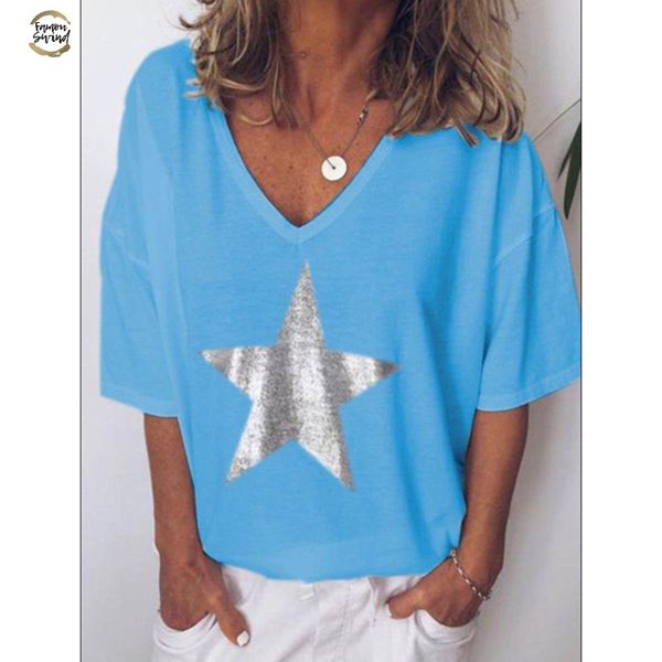 2019 new fashion t shirt women cap sleeve sequins v neck five pointed star female short sleeve street ladies s 5xl, White
2019 new fashion t shirt women cap sleeve sequins v neck five pointed star female short sleeve street ladies s 5xl, White