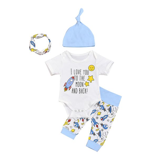 baby newborn boys girls short sleeve rocket printed romper trousers saliva towel hat set cotton summer suits 4pcs, Blue
baby newborn boys girls short sleeve rocket printed romper trousers saliva towel hat set cotton summer suits 4pcs, Blue