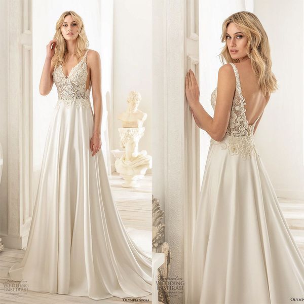 modern a line bohemian dresses sleeveless satin lace applique backless ruched wedding gowns sweep train robe de mariée, White
modern a line bohemian dresses sleeveless satin lace applique backless ruched wedding gowns sweep train robe de mariée, White