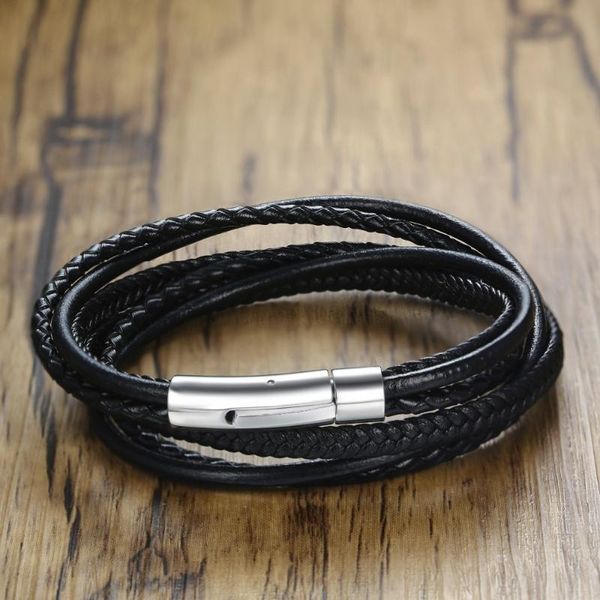 men's black triple wrap double strand wrap braided leather bracelet with magnetic stainless steel buckle wristband mens jewelry, Golden;silver
men's black triple wrap double strand wrap braided leather bracelet with magnetic stainless steel buckle wristband mens jewelry, Golden;silver