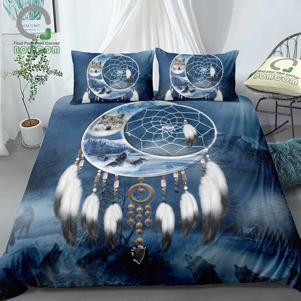 bomcom 3d digital printing vintage bohemia moon dream catcher howling wolf king wolves snow mountain bedding set 100% microfiber
bomcom 3d digital printing vintage bohemia moon dream catcher howling wolf king wolves snow mountain bedding set 100% microfiber