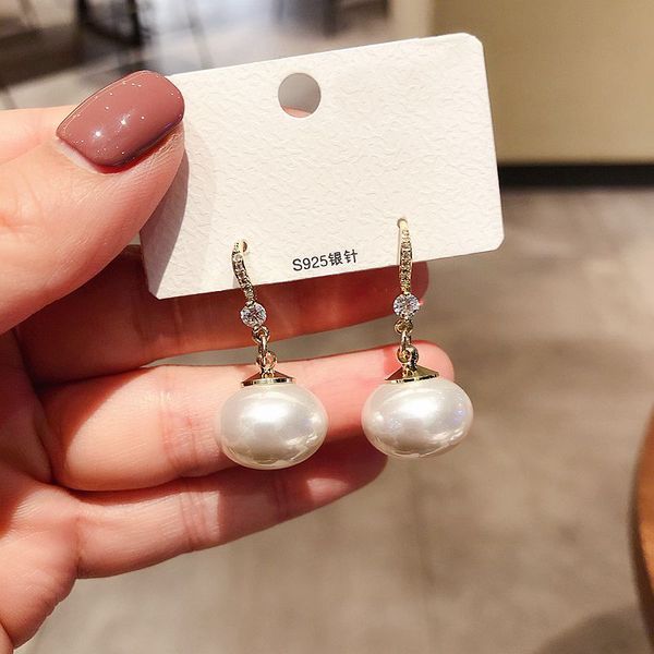 exquisite large simulated pearl earrings gold color zircon crystal paved drop earrings women jewelry, Silver
exquisite large simulated pearl earrings gold color zircon crystal paved drop earrings women jewelry, Silver