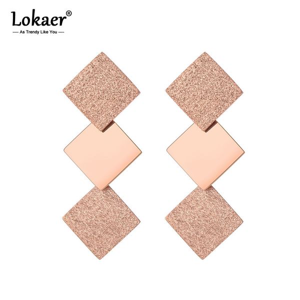 lokaer rose gold color frosted & brushed surface square stainless steel dangle earrings fashion jewelry boucle d'oreille e19128, Silver
lokaer rose gold color frosted & brushed surface square stainless steel dangle earrings fashion jewelry boucle d'oreille e19128, Silver