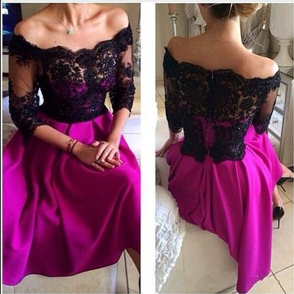 setwell black lace tea length prom dress 3/4 sleeve arabic off shoulder evening gowns fuchsia a-line special occasion dress
setwell black lace tea length prom dress 3/4 sleeve arabic off shoulder evening gowns fuchsia a-line special occasion dress