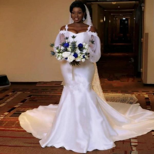 african mermaid wedding dresses satin long off shoulder long sleeves dubai arabic plus size wedding dress bridal gowns vestidos, White
african mermaid wedding dresses satin long off shoulder long sleeves dubai arabic plus size wedding dress bridal gowns vestidos, White