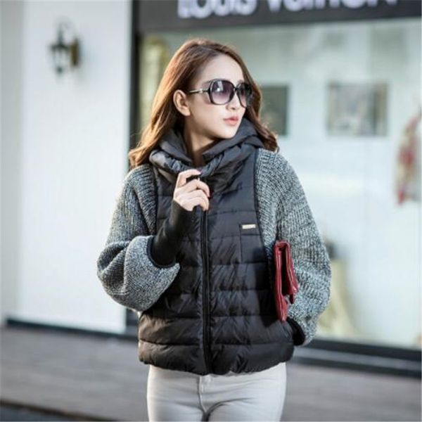 2018 new fashion female women's winter down coat jacket sleeve wool knit splicing bat sleeve cape short female warm jacket, Black
2018 new fashion female women's winter down coat jacket sleeve wool knit splicing bat sleeve cape short female warm jacket, Black