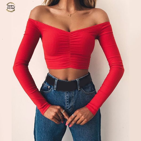 elegante women rode off shoulder lange mouwen geribbelde t shirt vrouwen gebreide basic t shirt 90 s meisjes crop tees 2019, White
elegante women rode off shoulder lange mouwen geribbelde t shirt vrouwen gebreide basic t shirt 90 s meisjes crop tees 2019, White