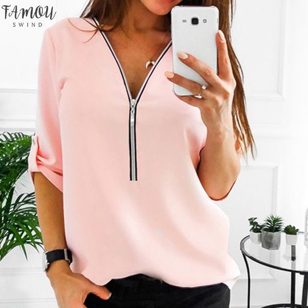 2019 summer blouse women v neck woman elegant shirt zipper blouse clothing clothing office lady blusas femininas, White
2019 summer blouse women v neck woman elegant shirt zipper blouse clothing clothing office lady blusas femininas, White