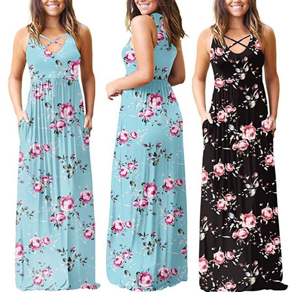 2019 summer clothes for women casual sleeveless maxi dress floral print with pockets high waist long dress vestido robe femme 17, Black;gray
2019 summer clothes for women casual sleeveless maxi dress floral print with pockets high waist long dress vestido robe femme 17, Black;gray