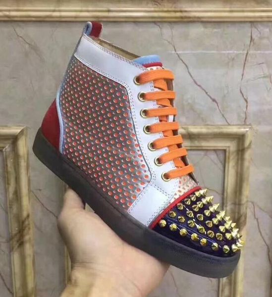 2019 new fashion designer luxury men and women red shoes pointed sneakers high outdoor rivets, casual louisflat and walking party shoes, Black
2019 new fashion designer luxury men and women red shoes pointed sneakers high outdoor rivets, casual louisflat and walking party shoes, Black