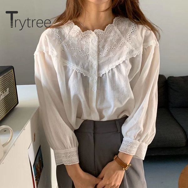 women's blouses & shirts trytree 2021 spring women casual blouse o-neck lace hollow out white vintage single breasted all-purpose style
women's blouses & shirts trytree 2021 spring women casual blouse o-neck lace hollow out white vintage single breasted all-purpose style
