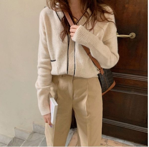 women's knits & tees obrix casual style female knitted cardigan v-neck pocket full sleeve single breasted for women, White
women's knits & tees obrix casual style female knitted cardigan v-neck pocket full sleeve single breasted for women, White