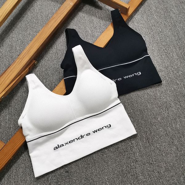 new letters outside beauty back women's sports yoga wear joker high elastic bra underwear vest type without rims, White;black
new letters outside beauty back women's sports yoga wear joker high elastic bra underwear vest type without rims, White;black