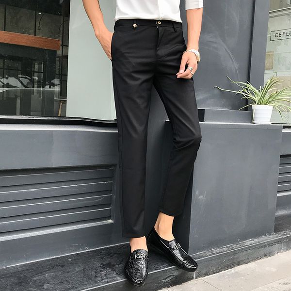 2020 new fashion men's fashion nine points suit pants trousers men's casual pants, Black
2020 new fashion men's fashion nine points suit pants trousers men's casual pants, Black