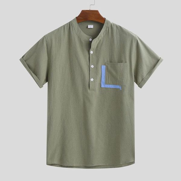 shirt men's casual summer fashion short sleeve solid button down linen cotton shirt new 2020, White;black
shirt men's casual summer fashion short sleeve solid button down linen cotton shirt new 2020, White;black