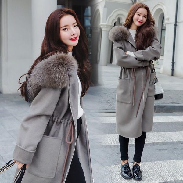 2019 cashmere casual loose long wool coat winter coat hooded wool ladies, Black
2019 cashmere casual loose long wool coat winter coat hooded wool ladies, Black