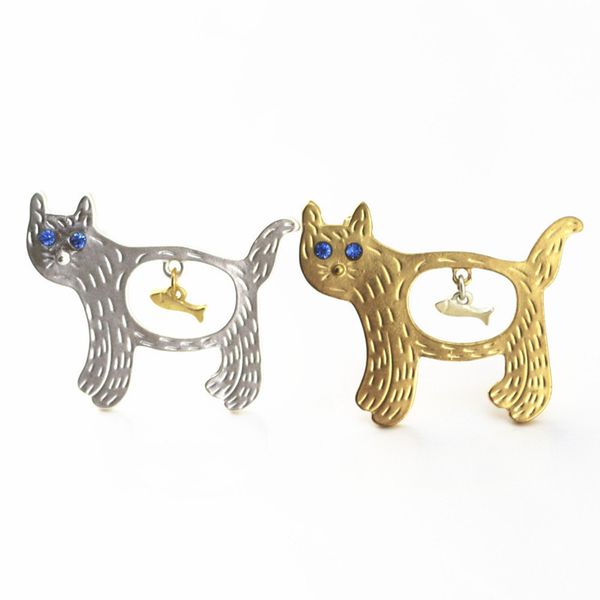 new japanese and korean retro style matte gold silver cat eat fish fashion personality brooch necklace, Slivery;golden
new japanese and korean retro style matte gold silver cat eat fish fashion personality brooch necklace, Slivery;golden